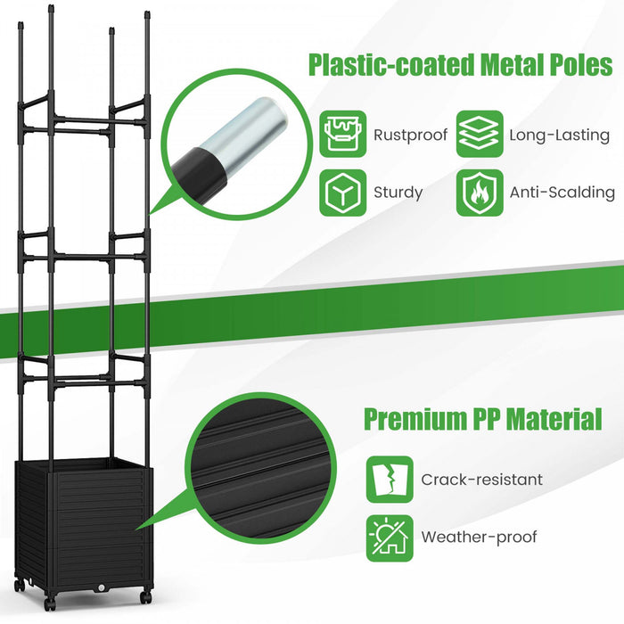 Costway 2 Pcs Lit De Jardin Eleve Avec Trellis Et Roues Boite A Planteur Auto-arrosant Avec 3 Hauteurs