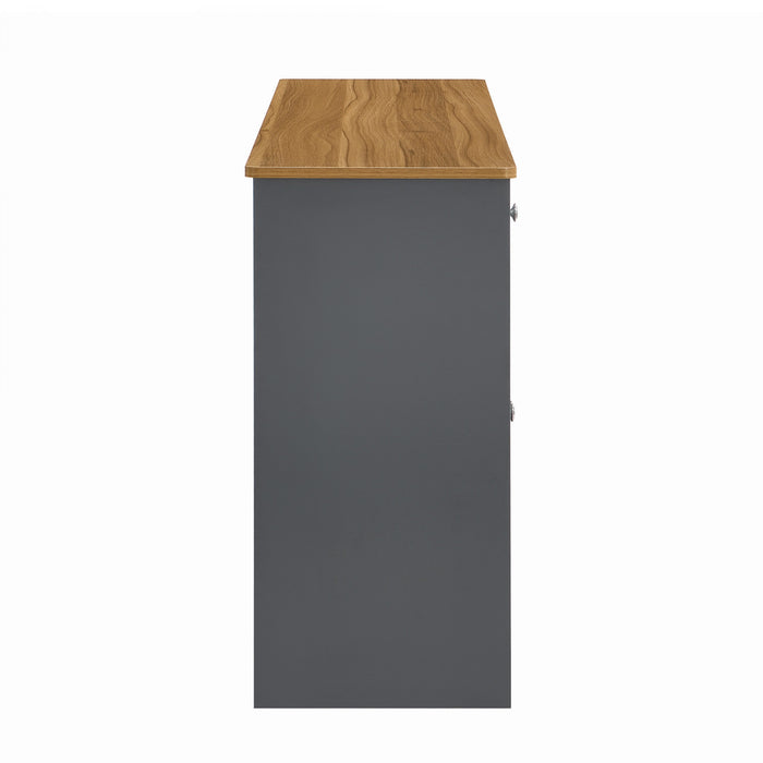 Grace Buffet en Bois Rustique de 55,1\" avec Portes et Tiroirs, Gris