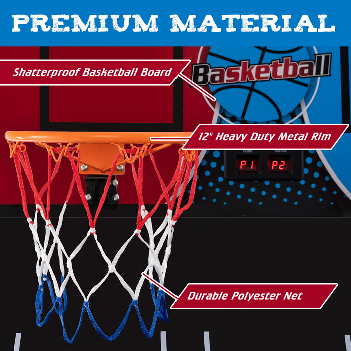 Costway Double Shot Basketball Arcade Game Avec 8 Modes De Jeu Arcade Sound Electronic Scoring Red