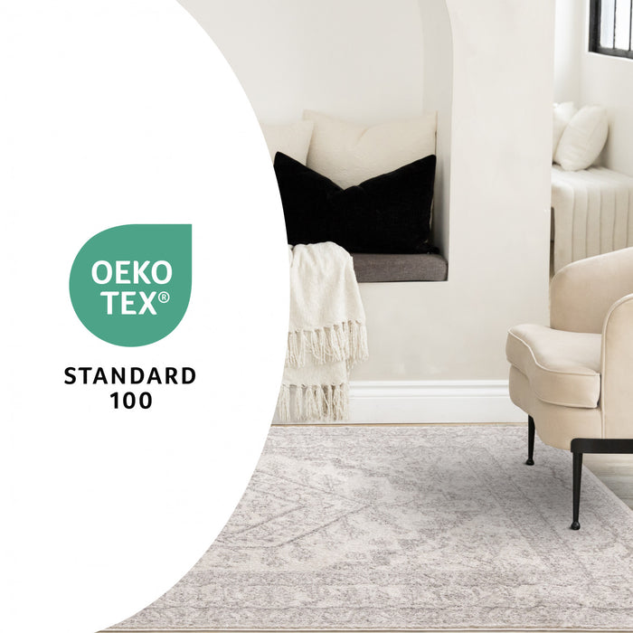 Tapis Fallon blanc gris elegant delave traditionnel, 6'7\" x 9'6\"