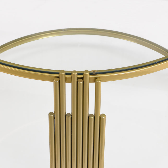 Table Basse Ronde Jonas De 31,5\" En Verre Trempe Avec Etagere Inferieure, Transparente