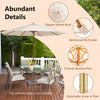 10FT Patio Wooden Market Table Umbrella Pulley w/8 Bamboo Ribs Sunshade Canopy