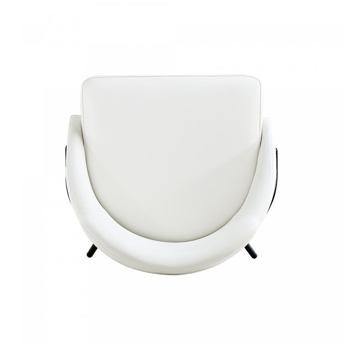 Chaise de salle a manger moderne Gracie en metal et cuir vegetalien blanc et noir