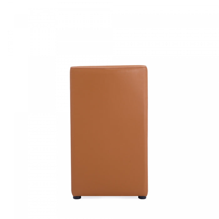 Chaise de salle a manger moderne en cuir vegetalien Anna Square, couleur brun selle - Lot de 2