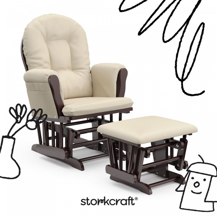Storkcraft Hoop Fauteuil bercant et pouf - Espresso avec beige