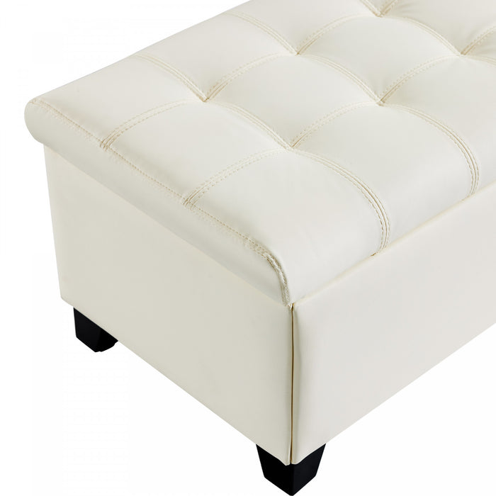 Sophia Banc Ottoman de Rangement de 48\" avec Pieds, Banc de Pied de Lit, Beige