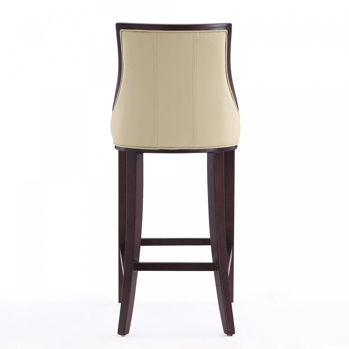 Tabouret de bar traditionnel en bois avec assise rembourree creme Fifth Avenue - Lot de 3