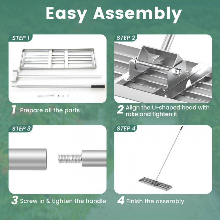 Costway Pelouse Nivelage Rake 36 \"x 10\" Outil De Pelouse De Niveau Pour Jardin Arriere-cour/pelouse Argent