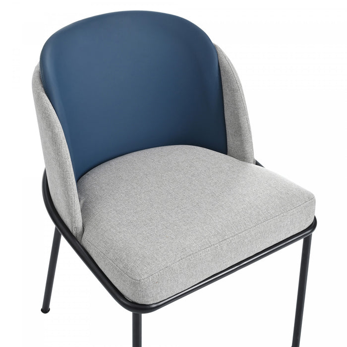 Olivia Ensemble de 2 chaises de salle a manger modernes avec pieds inclines et pieds reglables, bleu et gris