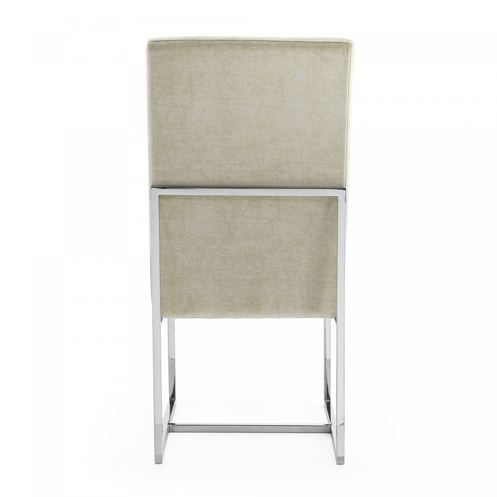 Chaise de salle a manger moderne en velours et metal Element, coloris champagne - Lot de 2