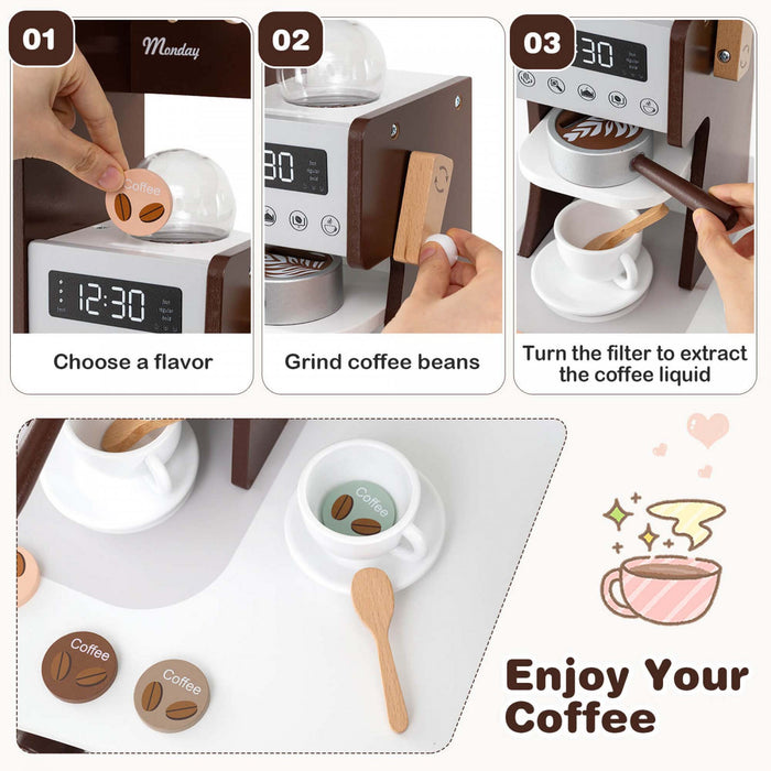 Honeyjoy Coin Cuisine Jeu Avec Machine A Cafe Four Micro-ondes Machine A Laver Marron