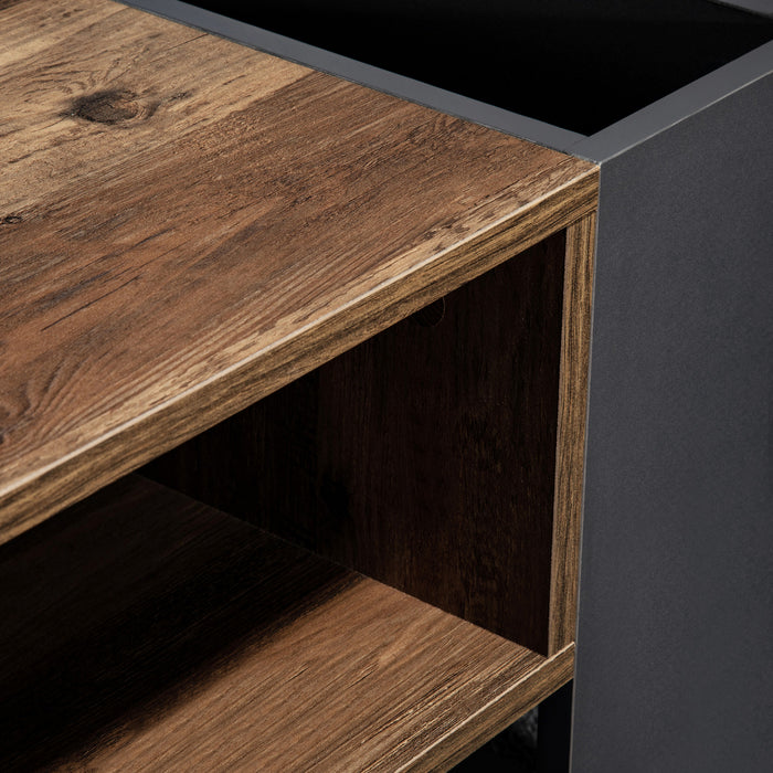 Table Basse Kay Avec Tiroir Sans Poignee Et Double Rangement, Gris