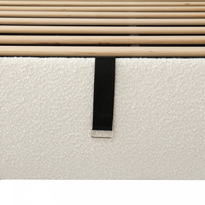 Diana Ottoman Hydraulic Lift Storage Platform Bed with Luxurious Boucle Upholstered and Sturdy Storage,King Size,White