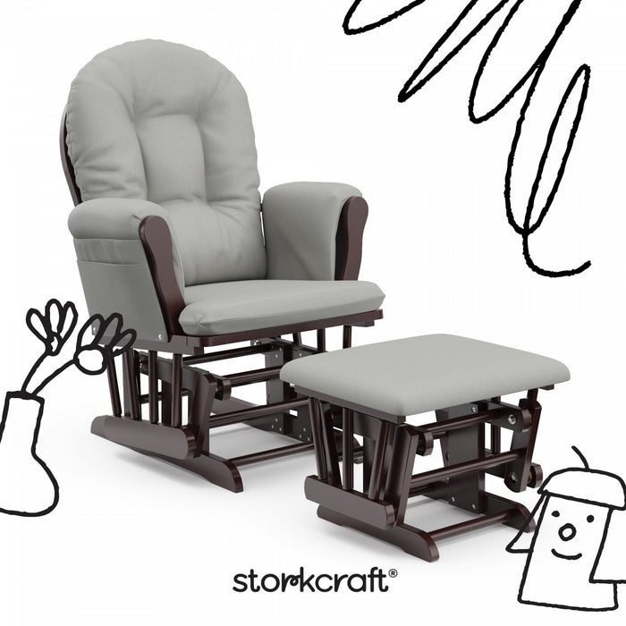 Storkcraft Hoop Fauteuil bercant et pouf - Espresso avec gris clair