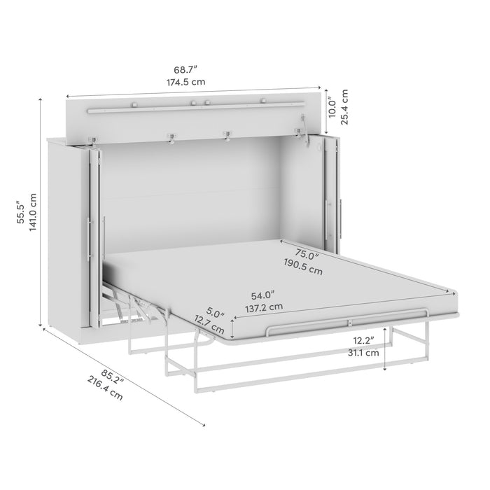 Armoire-grand lit Nebula de Bestar de 75 po (L) avec matelas - blanche