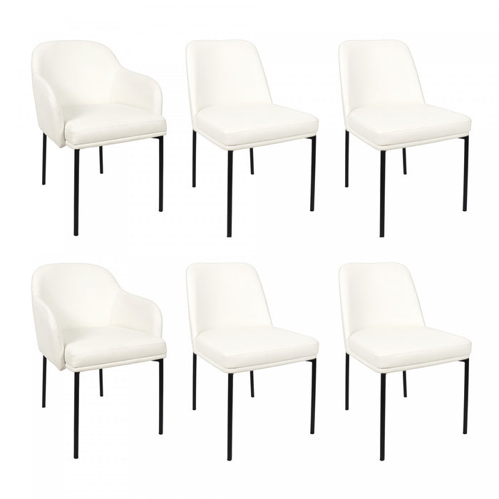 Chaise laterale contemporaine Loft en cuir vegetalien et metal ivoire - Lot de 2