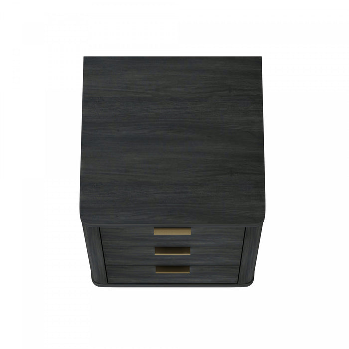 Table de nuit moderne Evelyn 20\" en gris charbon (3 tiroirs) - Lot de 2