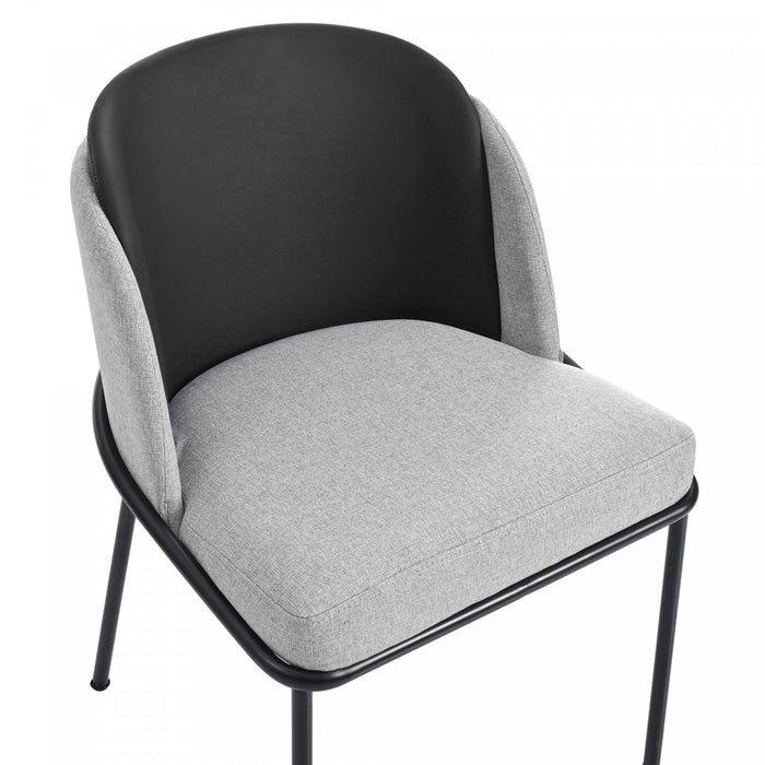 Olivia Ensemble de 2 chaises de salle a manger modernes avec pieds inclines et pieds reglables, noir et gris