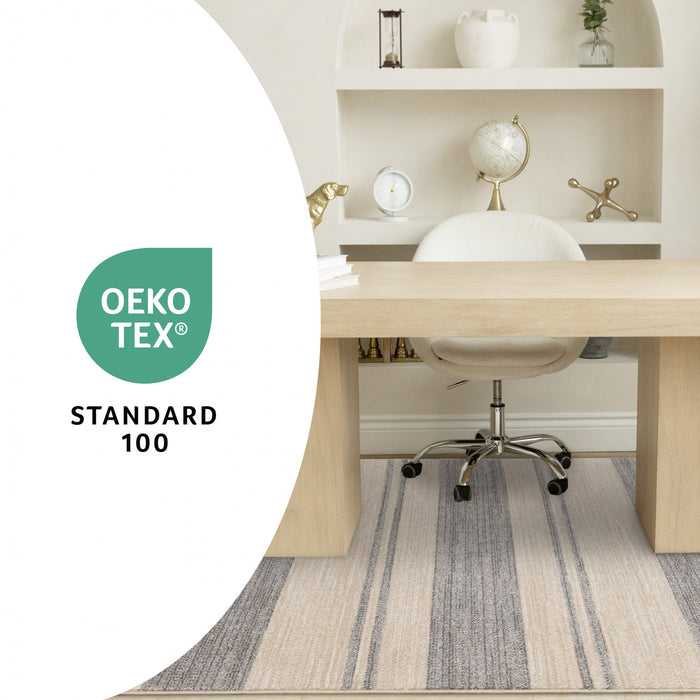 Tapis Covington beige et gris a rayures, 6'7\" x 9'10\"
