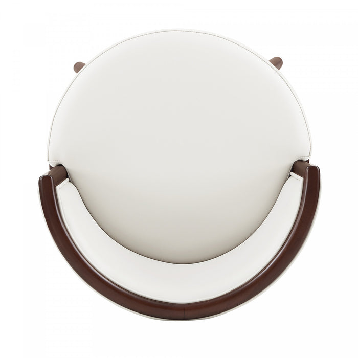 Tabouret de comptoir moderne en bois avec revetement en tissu blanc Evalyn