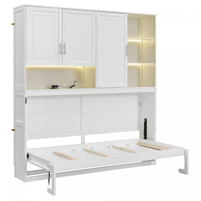 Ethan Lit escamotable gain de place avec rangement et design pliable, Taille simple, Blanc