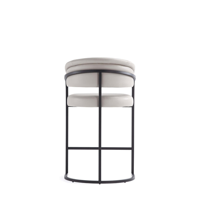 Tabouret de comptoir moderne en metal Augusta avec revetement en tissu gris clair - Lot de 2