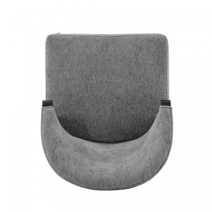 Chaise de salle a manger Ola en bois moderne avec revetement en chenille grise - Lot de 2