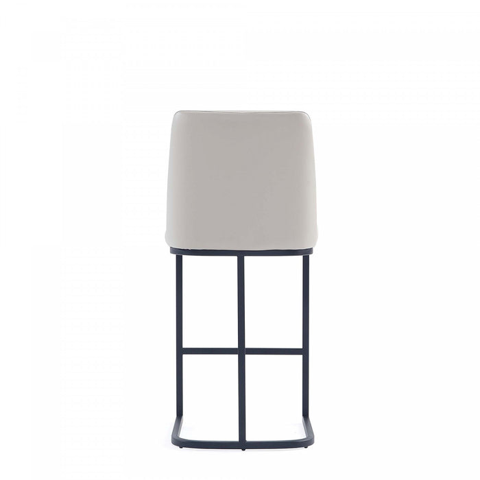 Tabouret de comptoir moderne en metal et tissu Serena, gris clair - Lot de 2