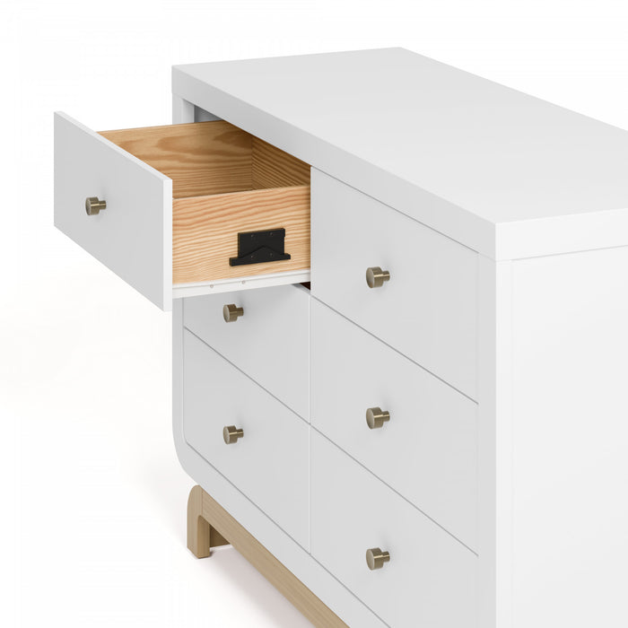 Storkcraft Santorini 6 Commode a tiroirs - Blanc avec bois clair