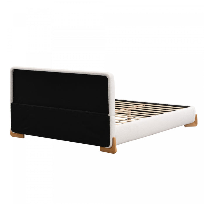Olivia Lit elegant et confortable avec revetement, Taille Queen, Blanc
