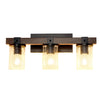 Arezzo 3 Light Vanity, Clear Glass, Brown, 22"L Lamp | Arezzo Luminaire de salle de bain a 3 lumieres, Verre transparent, Brun, 22 po L