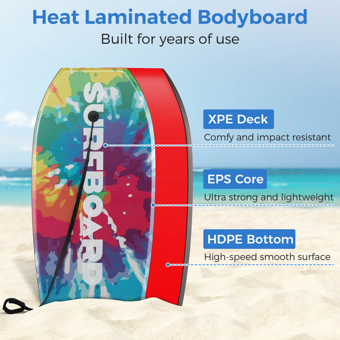 Costway 37\" Body Board Leger Avec Eps Core Xpe Deck Hdpe Fond Croissant Tail Colore