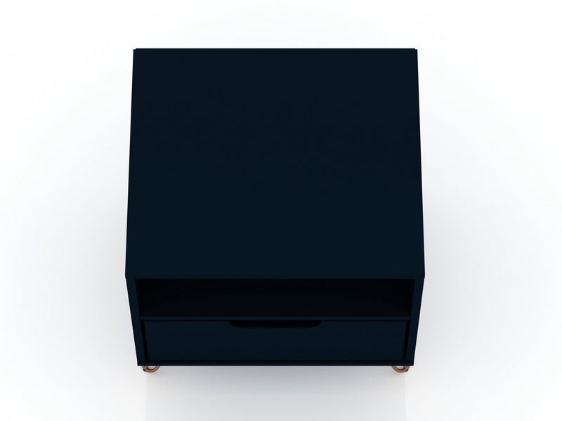 Table de nuit Rockefeller Mid-Century Modern 20\" en bleu minuit (1 tiroir) - Lot de 2