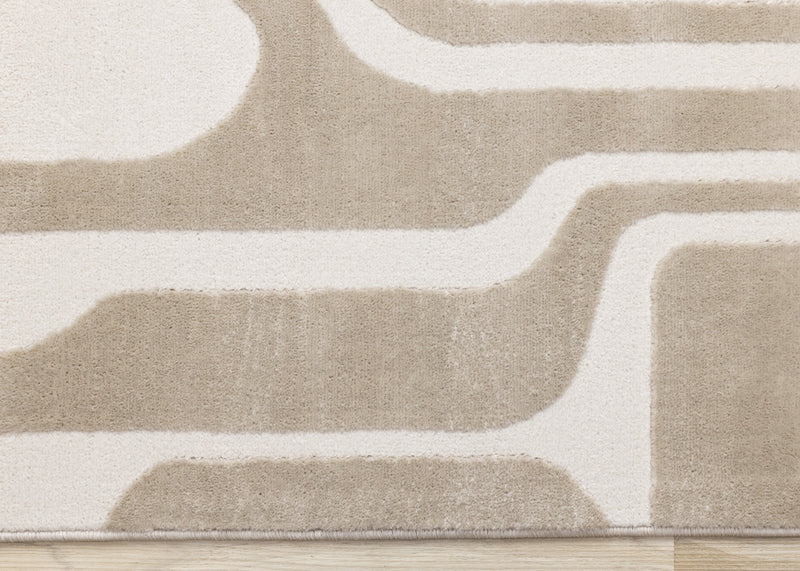Carpette Leopold beige et crème de style moderne du milieu du 20e siècle - 2 pi 7 po x 4 pi 11 po