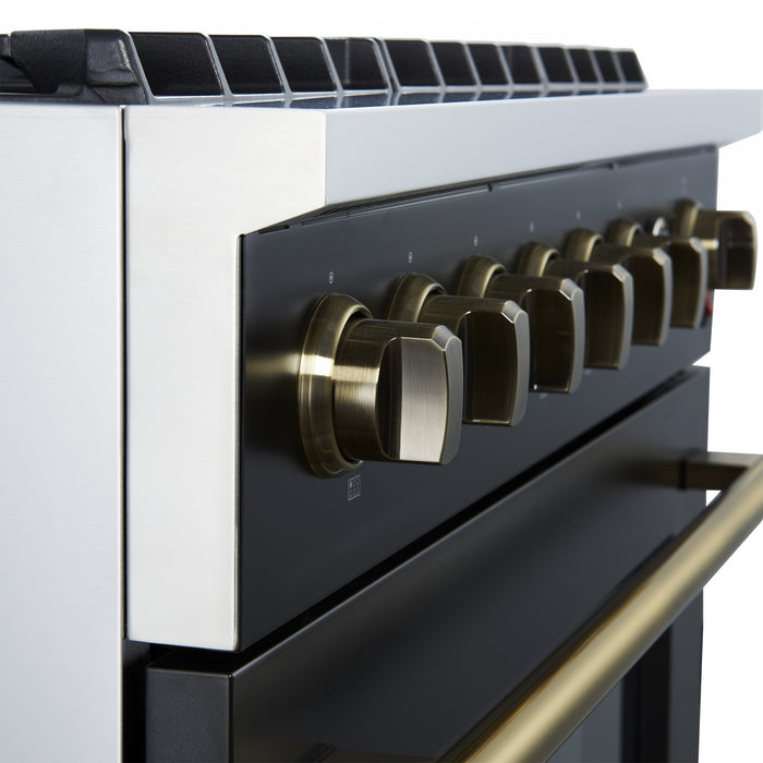 Cuisiniere a gaz Marco 36 pouces noire, 4,32 pi³ – FFSGS6277-36BLK
