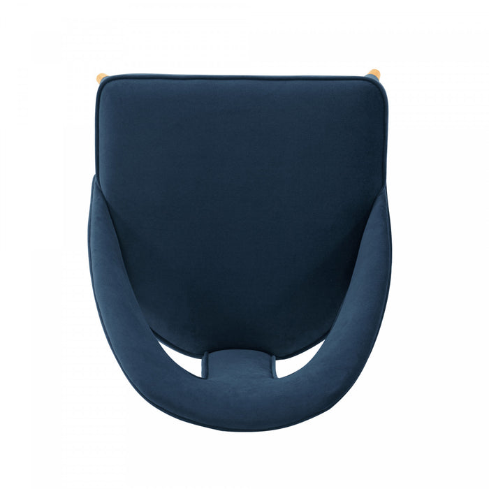Chaise de salle a manger moderne Neda en velours bleu nuit - Lot de 2