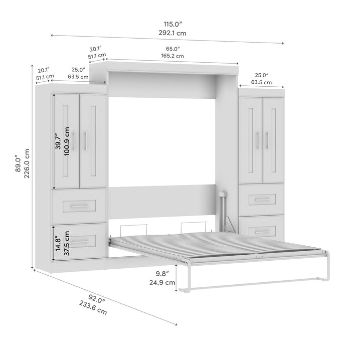 Grand lit escamotable Edge de Bestar avec garde-robes (115 po [L]) - blanc