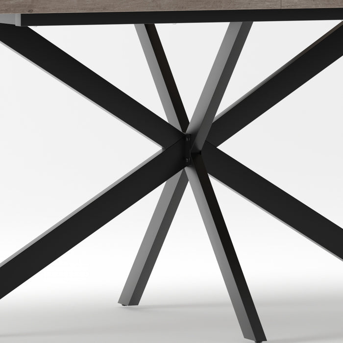 Ethan Table a manger rectangulaire extensible style retro avec rangement cache, gris