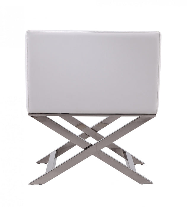 Fauteuil d’appoint contemporain en cuir vegetalien blanc Hollywood – Lot de 2