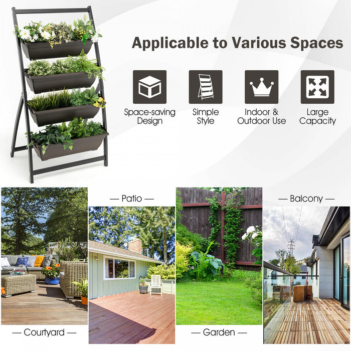 Costway 2pcs 4 Ft 4-tier Lit De Jardin Eleve Vertical Planteur Eleve W / 4 Boites De Conteneur