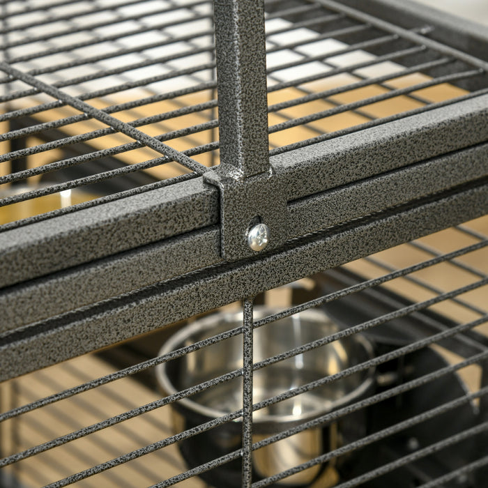Pawhut Cage De Transport Pour Oiseaux Pour Perroquets Conures Perruches Calopsittes Grises D'afrique Avec Perchoir, Bols En Acier Inoxydable, Plateau Coulissant