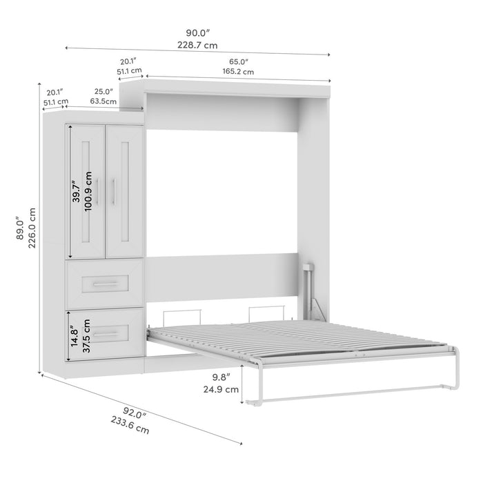 Grand lit escamotable Edge de Bestar avec garde-robe (90 po [L]) - blanc