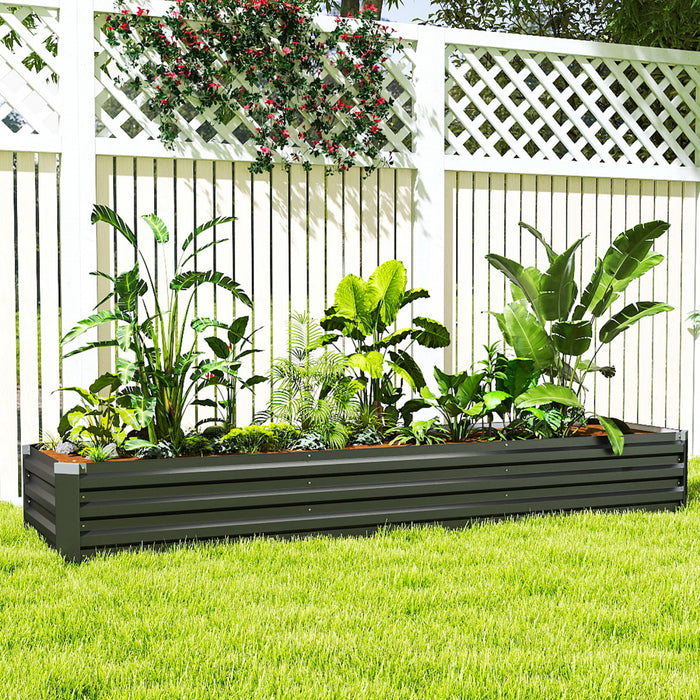 Outsunny Lit De Jardin Sureleve 8x2x1pi, Jardiniere Surelevee Galvanisee