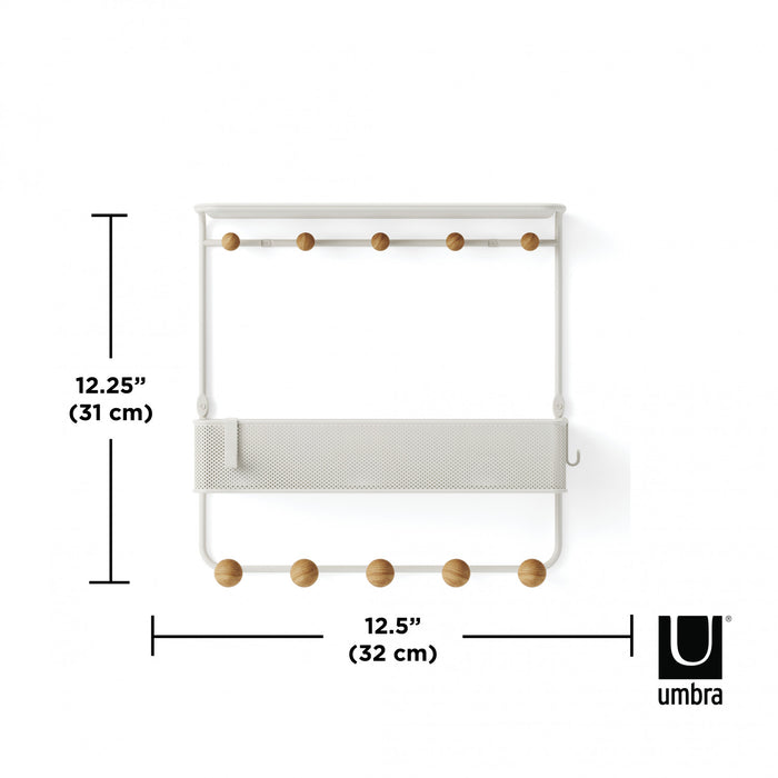 Tablette Estique de Umbra avec crochets - blanche