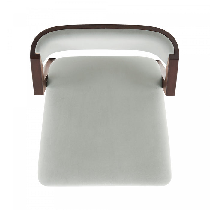 Tabouret de comptoir moderne Patricia en bois avec revetement en tissu, coloris Glacier blanc