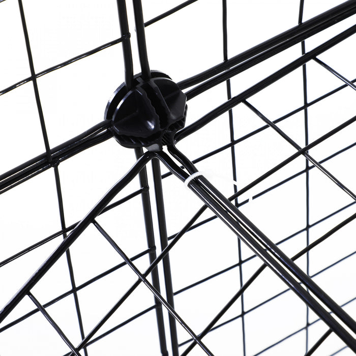 Cage Parc Enclos Pour Animaux Domestiques L 146 X L 73 X H 73 Cm Modulable 2 Niveaux 36 Panneaux Bords Arrondis Fil Metallique Noir