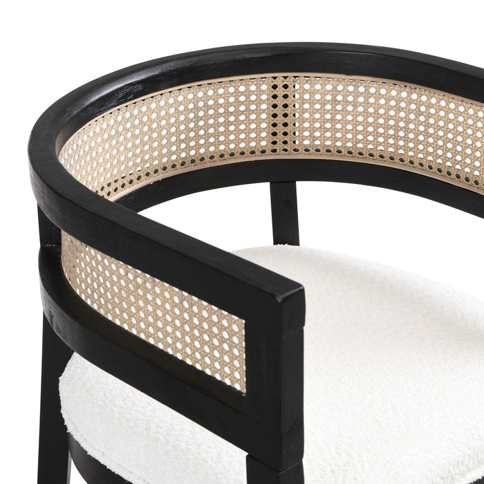 Ensemble De 2 Chaises De Salle À Manger Lance Avec Dossier En Rotin Et Siège En Forme De U - Noir