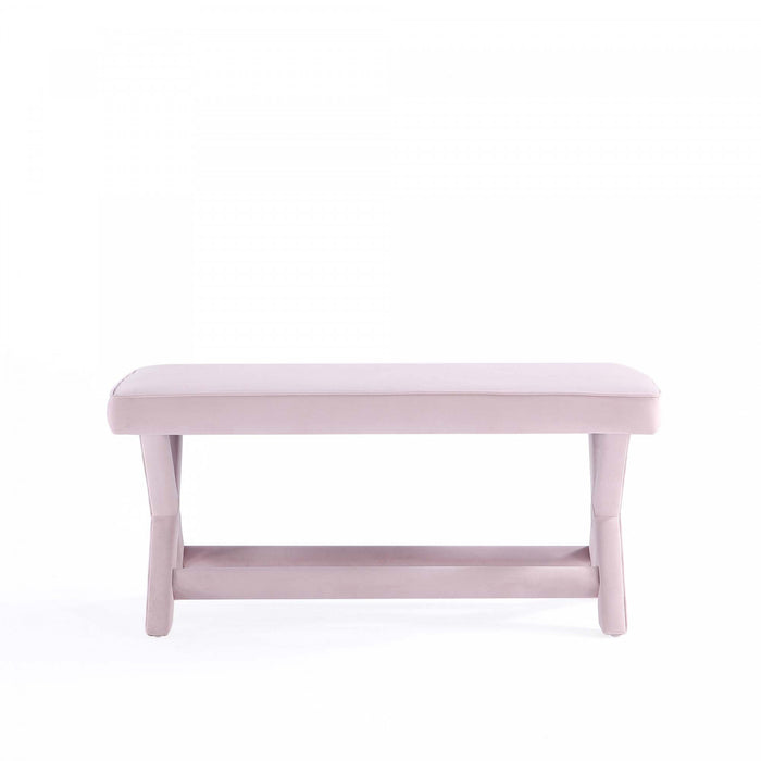 Banc d’appoint Abigail style milieu du siecle moderne en velours rose