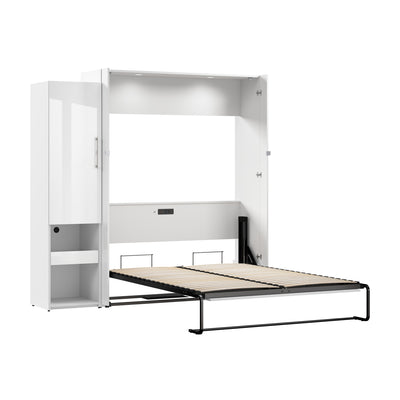 Bestar Avalon Queen Murphy Bed & Storage Cabinet with Pull-Out Shelf (87 W)|Grand lit escamotable Avalon de Bestar de 87 po (L) avec armoire de rangement et tablette coulissante