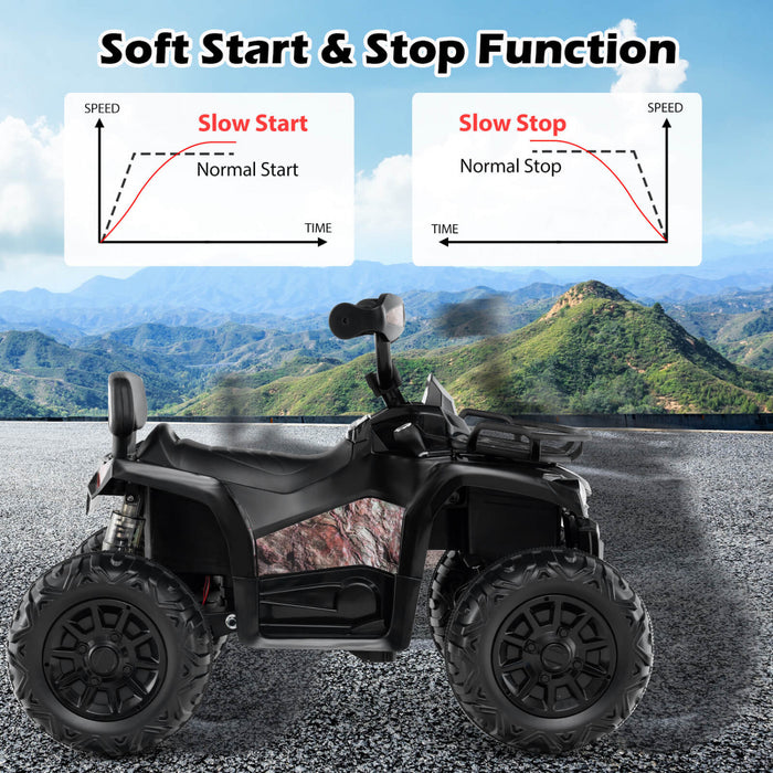 Costway 12v Kids Ride On Atv 4 Wheeler Vehicule Electrique Avec Musique Et Phares Demarrage Souple Noir